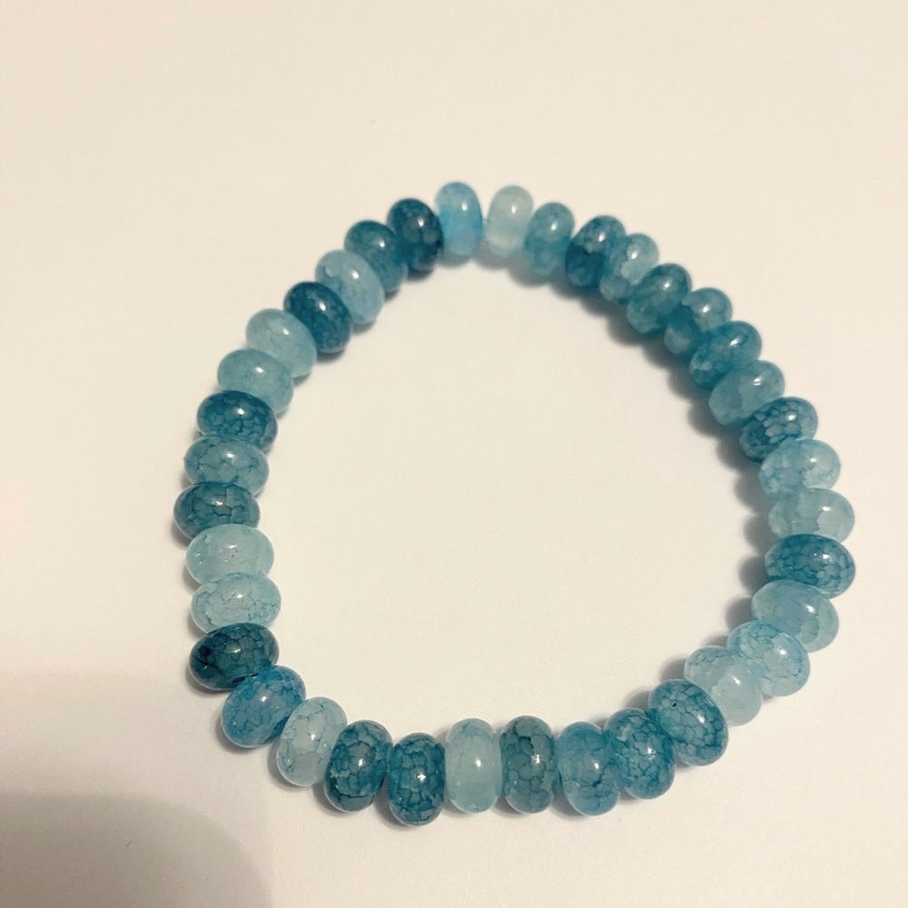 Blue Agate Gemstone Beaded Bracelet